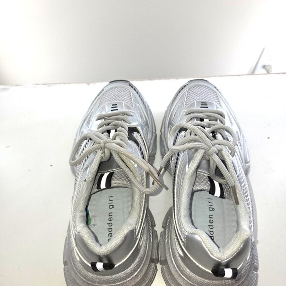 Madden Girl Women's Fashion Laceup Sneakers Silver Size 9.5 - Picture 5 of 8